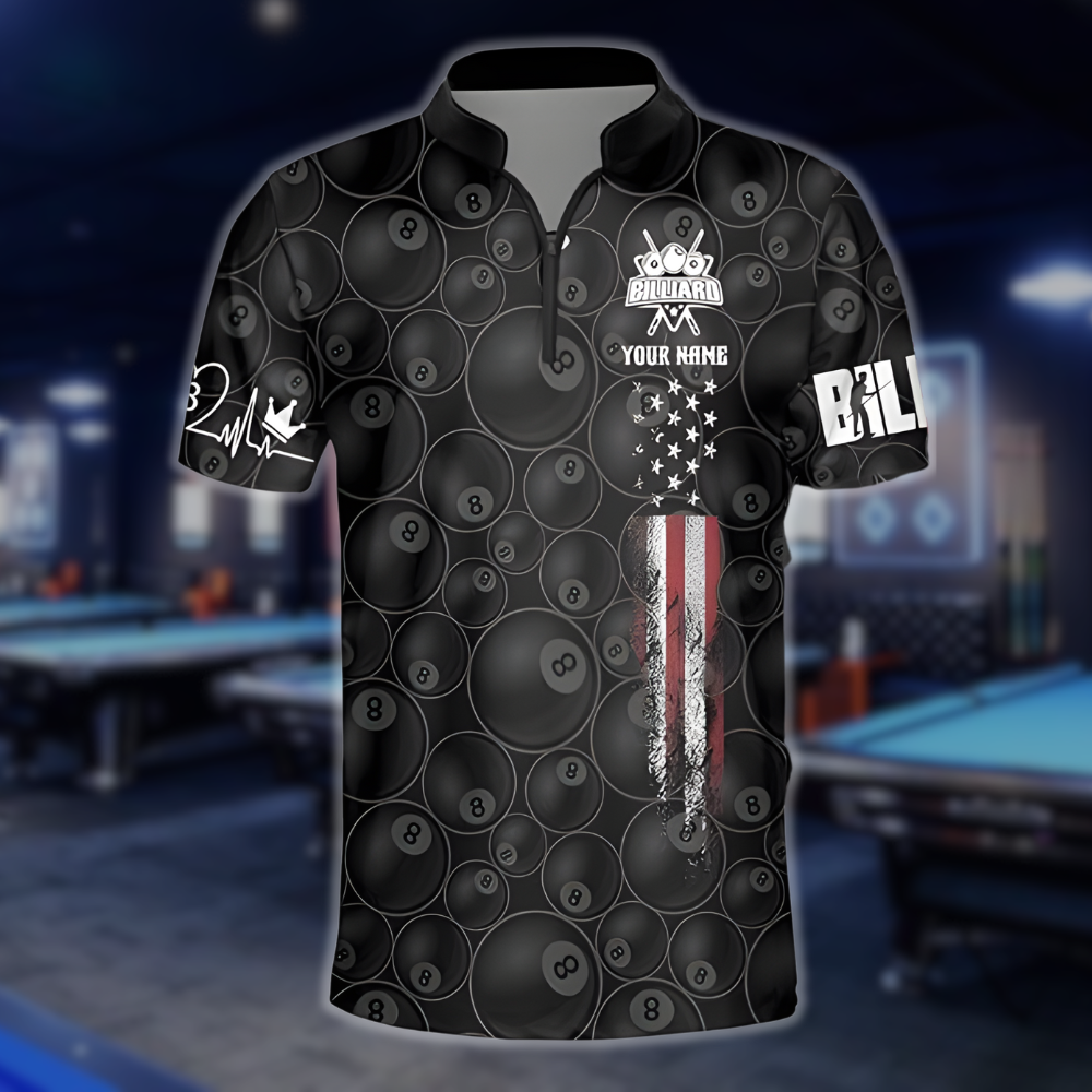 Custom USA Flag 8 Ball Jersey For Billiard Players, Custom Patriotic B ...