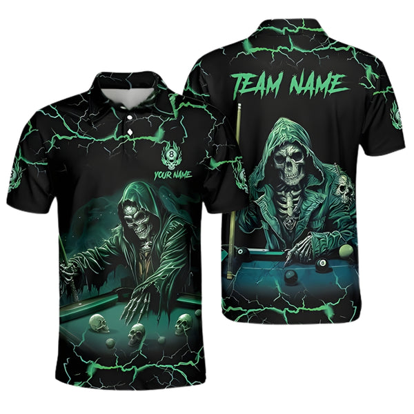 Custom Skull Billiard Polo Shirt For Men, Custom Skull Billiards Team Shirts BIZ0014
