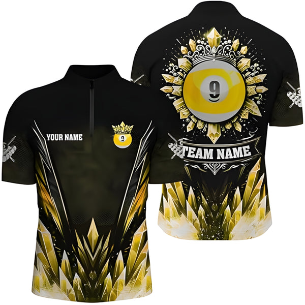 Custom 9 Ball Yellow Icy Billiard Team Jersey Shirt, Custom Billiard Team Shirts BIZ0015