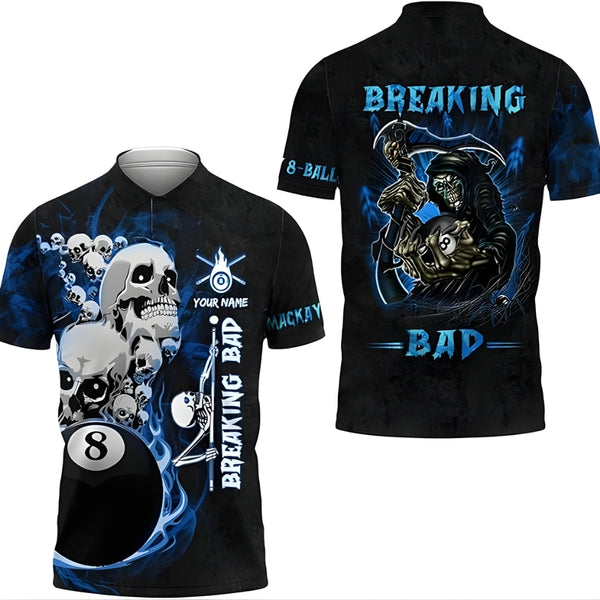 Breaking Bad Custom Skull 8 Ball Billiard Polo Shirt For Men, Custom Skull Billiard Team Shirts BIZ0046